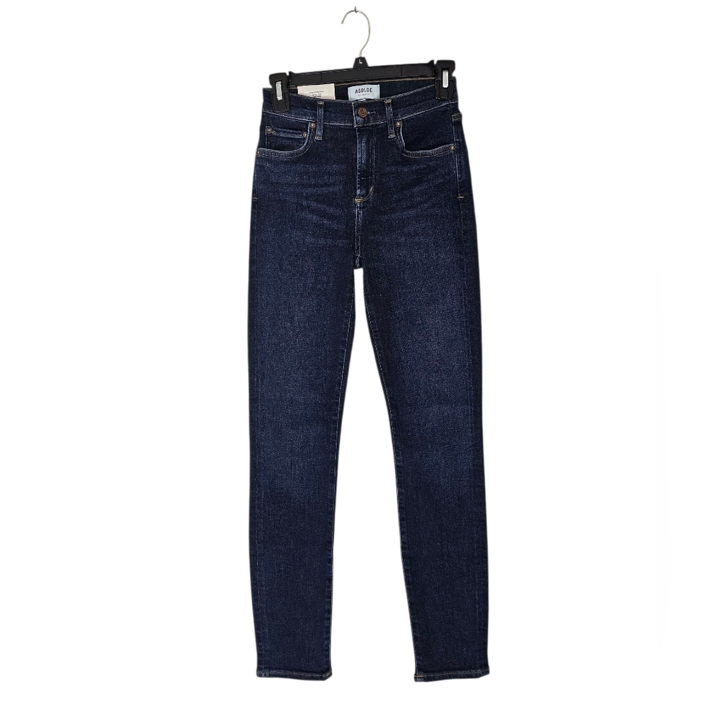 AGOLDE Sophie Mid Rise Ankle Embroidered Rose Blue Jeans 26 NWT